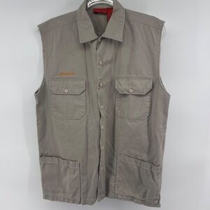 Jeep‎ Freedom Sleeveless Shirt Vest Mens M/M Gray Button Down Pockets